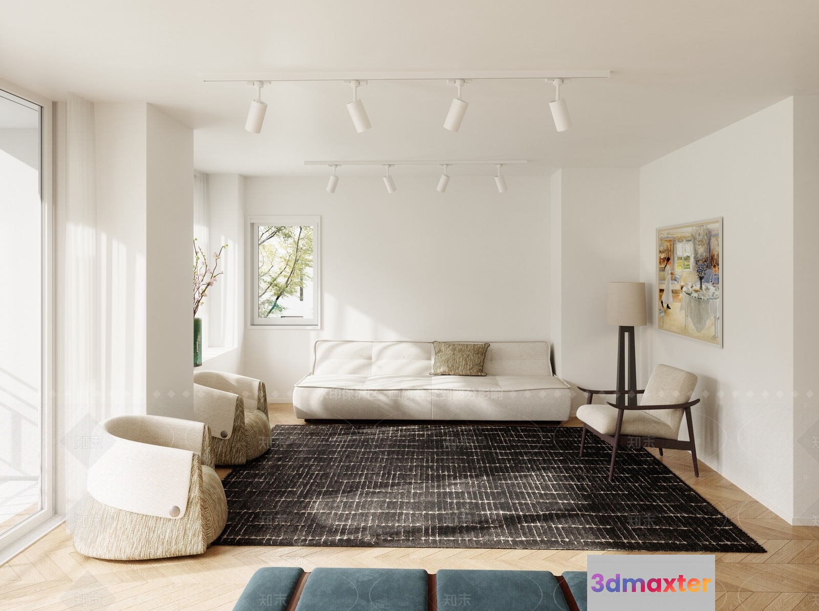 Modern Living Room 3D Model - 12648 - VRAY Render