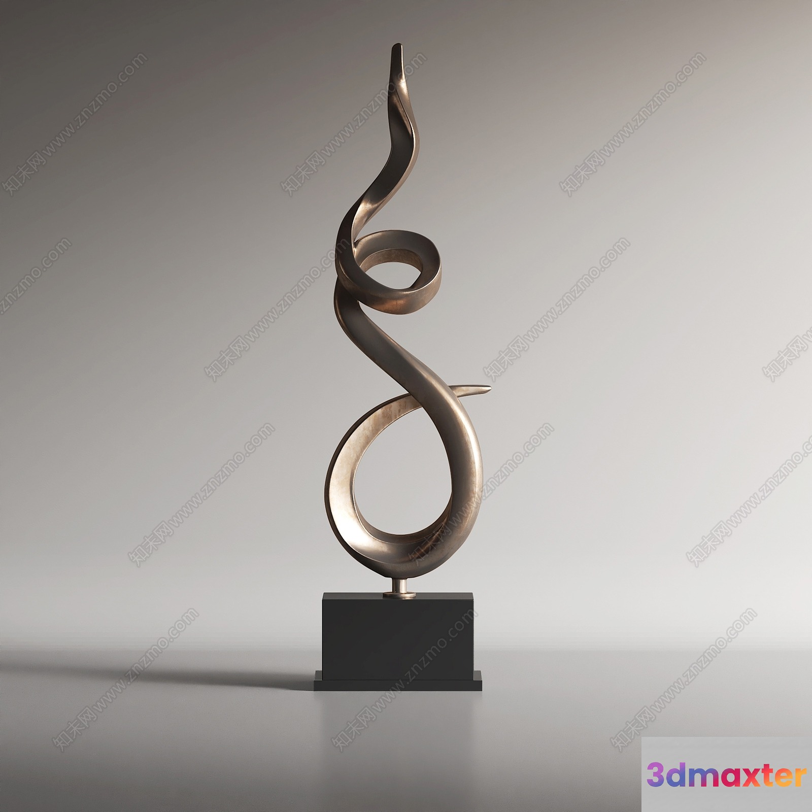 A Modern Sculpture With A Silver Base And A Gray Background 3D Model - 12552 - VRAY Render