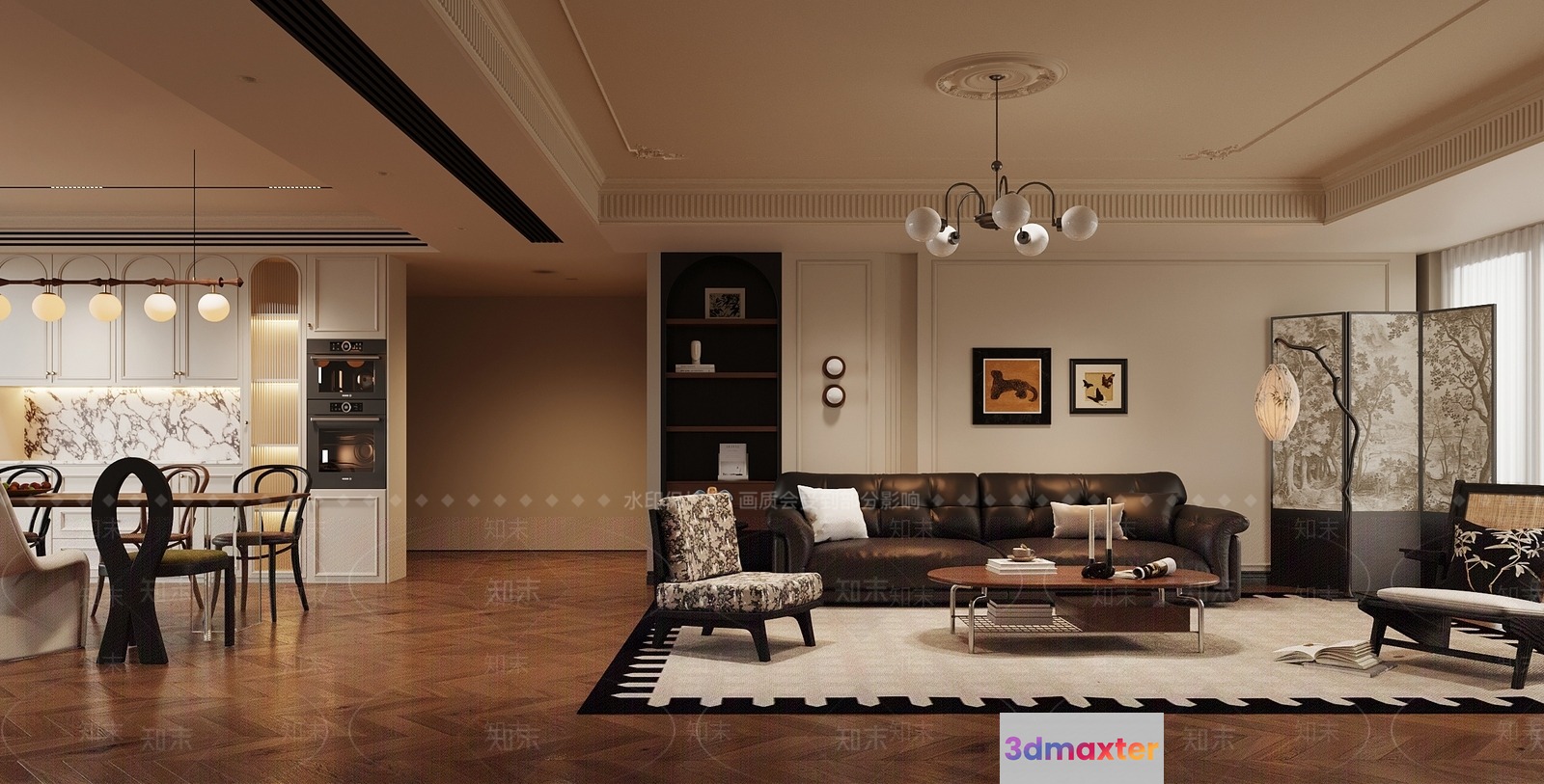 Modern Living Room 3D Model - 3523 - VRAY Render