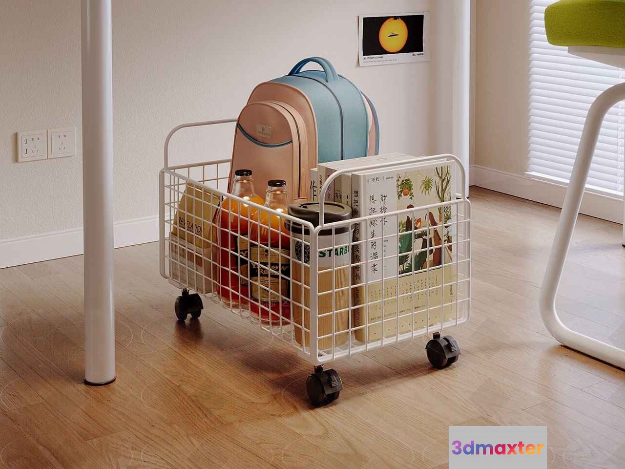 A White Wire Shopping Cart 3D Model - 18771 - CORONA Render
