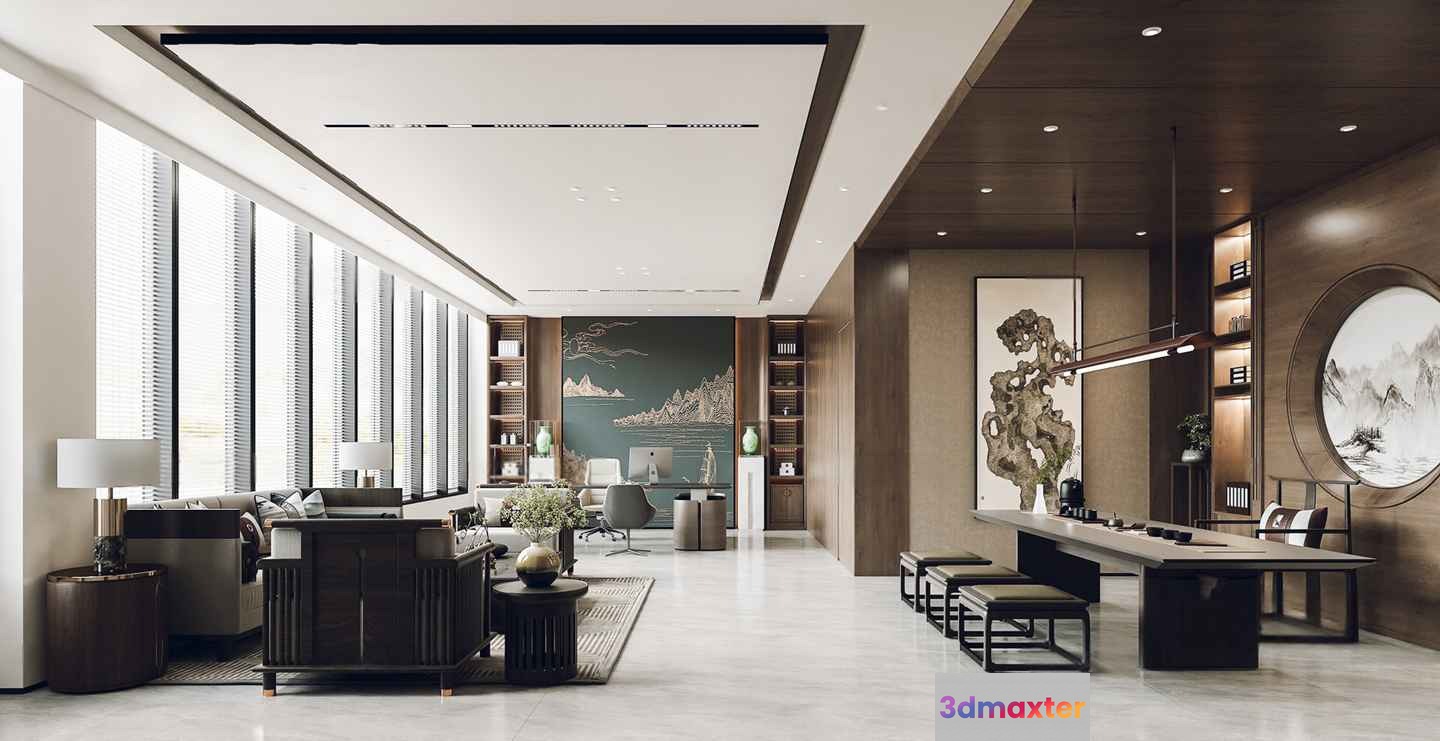Modern Office Space 3D Model - 5564 - CORONA Render