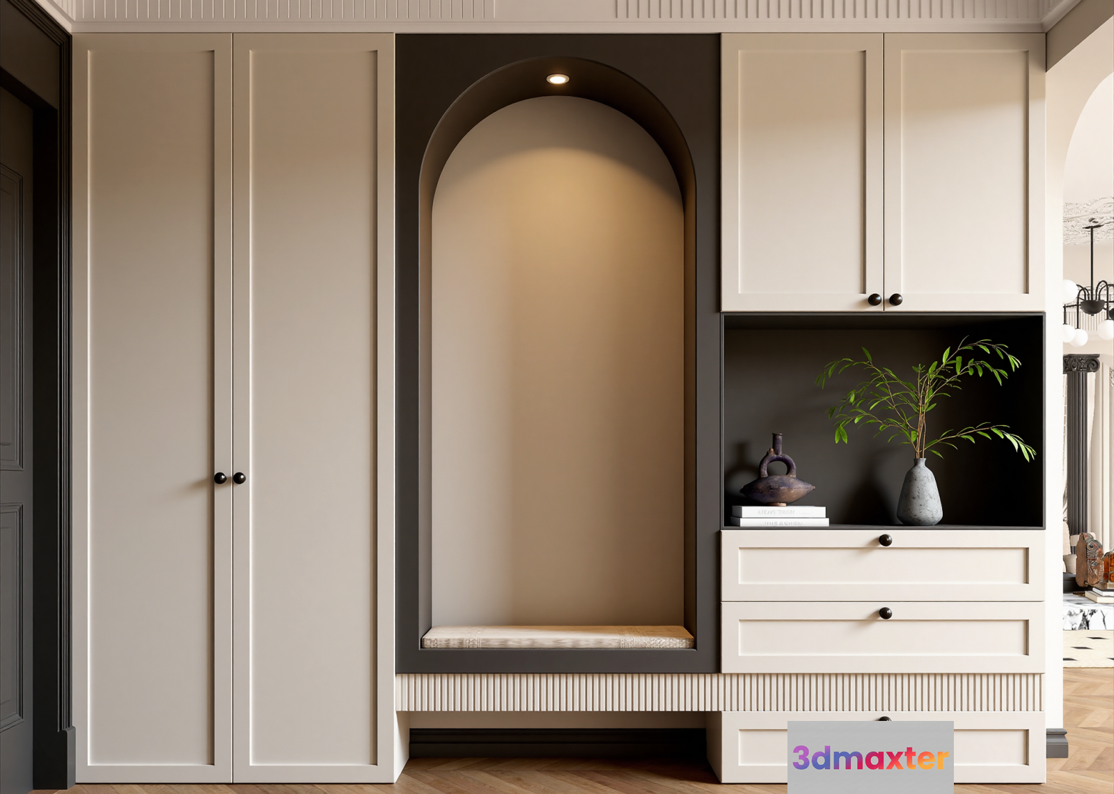 Modern White Wardrobe 3D Model - 7610 - VRAY Render