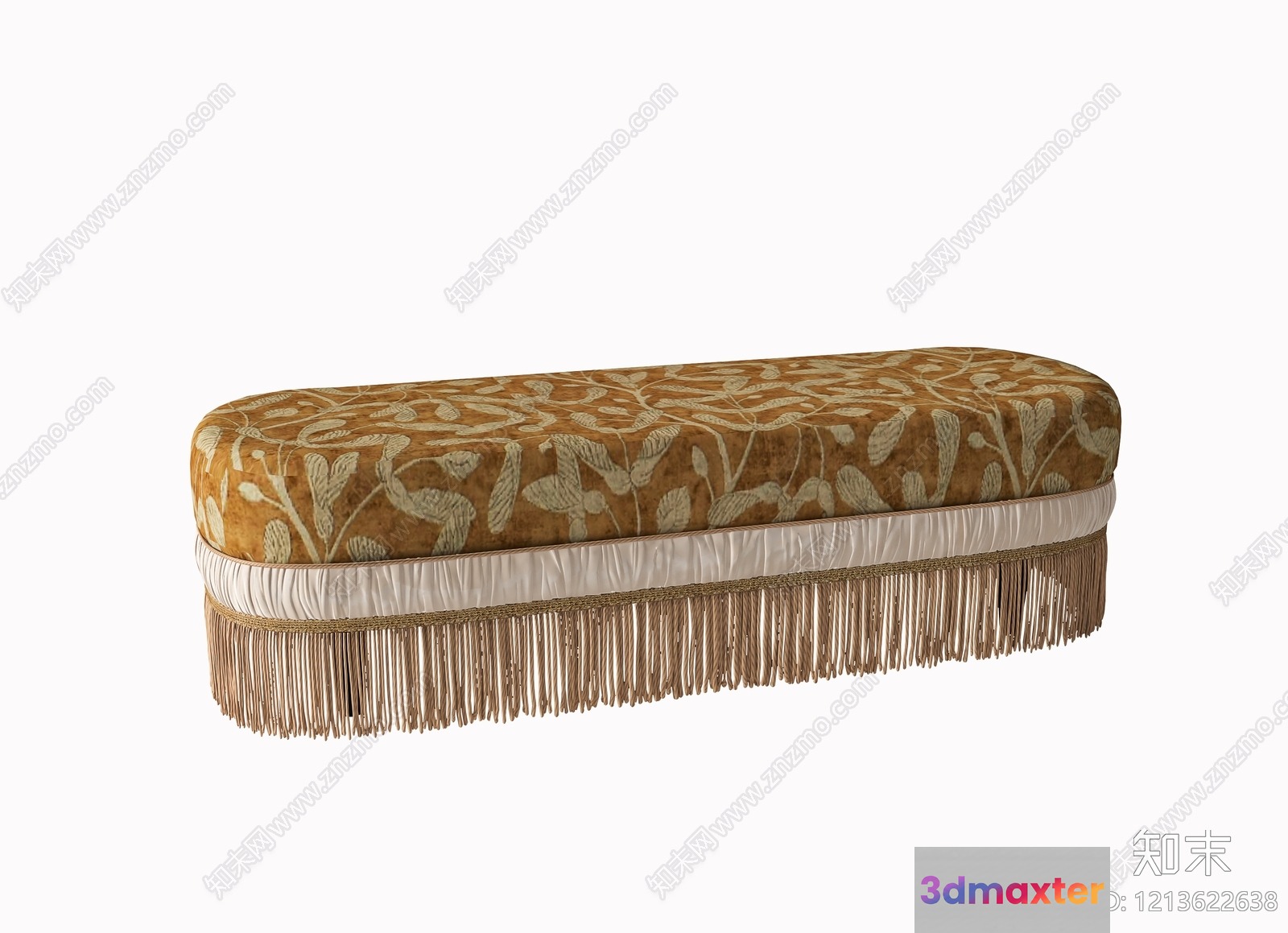 A Bench With A Floral Pattern And Fringe 3D Model - 22088 - VRAY Render