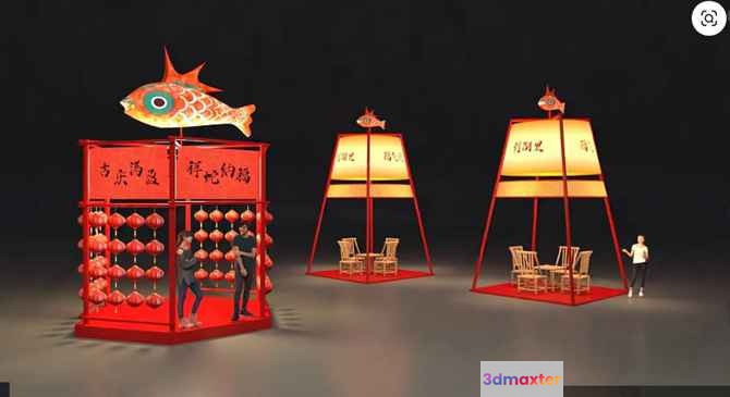 Modern Chinese Decor 3D Model - 18212 - VRAY Render