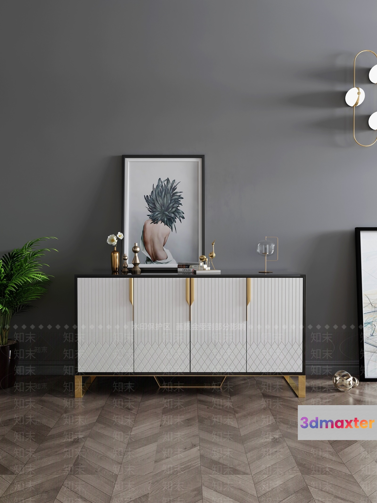 A Modern Sideboard 3D Model - 16221 - VRAY Render