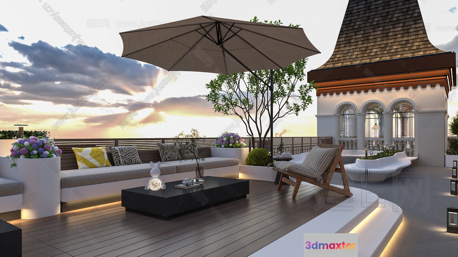 A Rooftop Patio With A Modern Design 3D Model - 11827 - VRAY Render