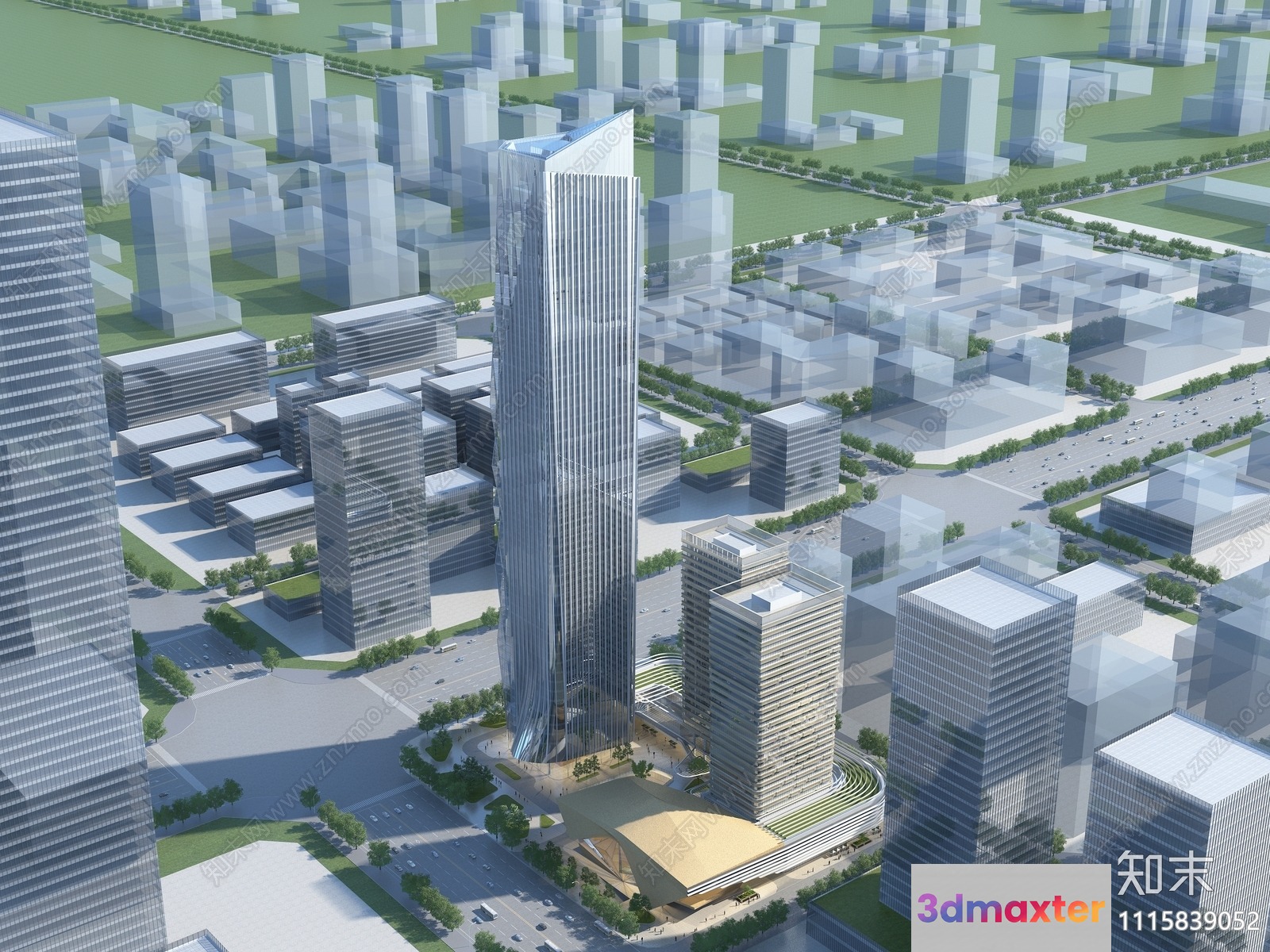 The Main Subject Is A Cityscape With Tall Buildings 3D Model - 2892 - VRAY Render