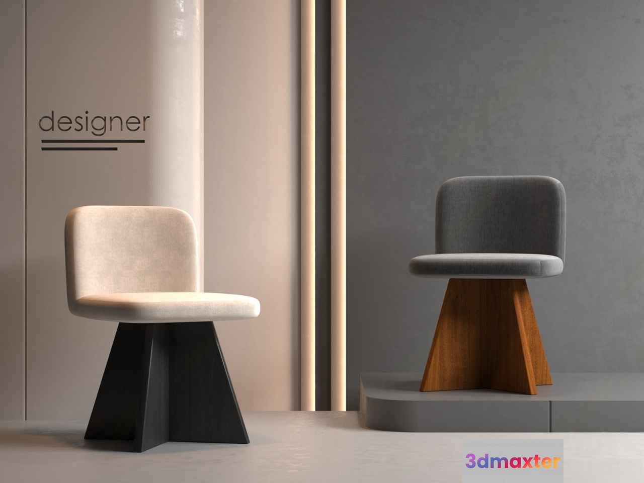 Two Modern Chairs 3D Model - 9063 - VRAY Render
