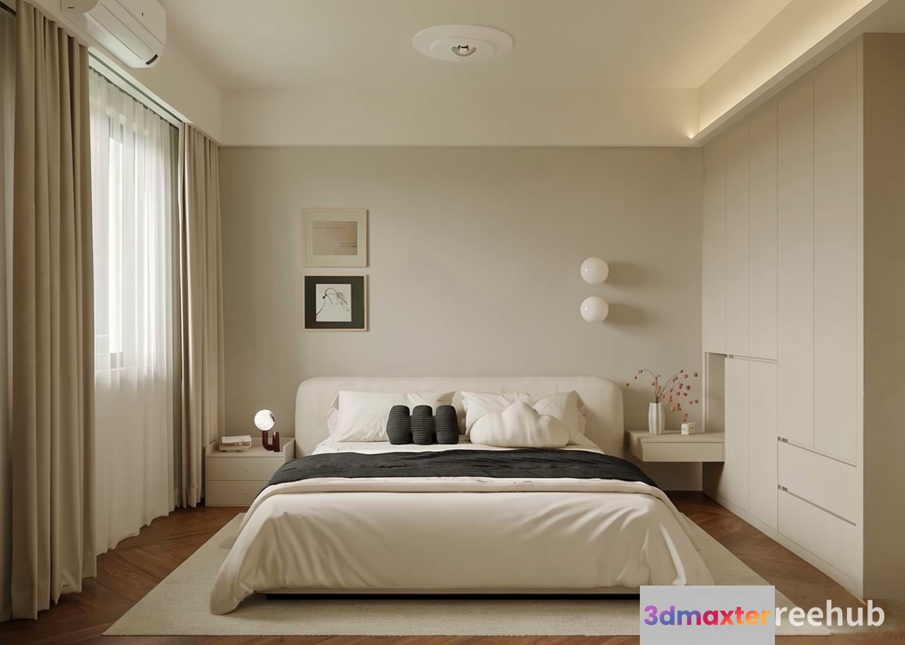 Cozy Modern Bedroom 3D Model - 16115 - VRAY Render
