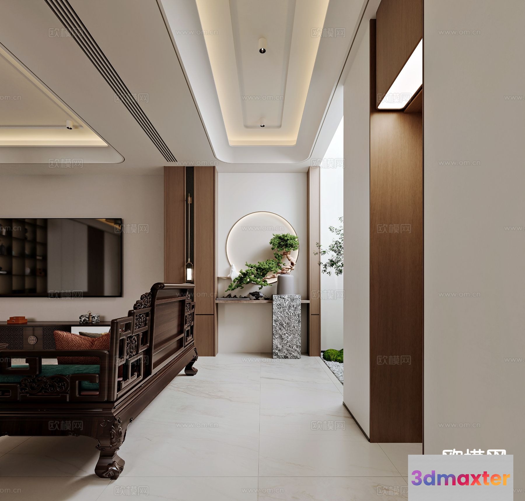 Modern Asian-Inspired Interior Design 3D Model - 20740 - VRAY Render