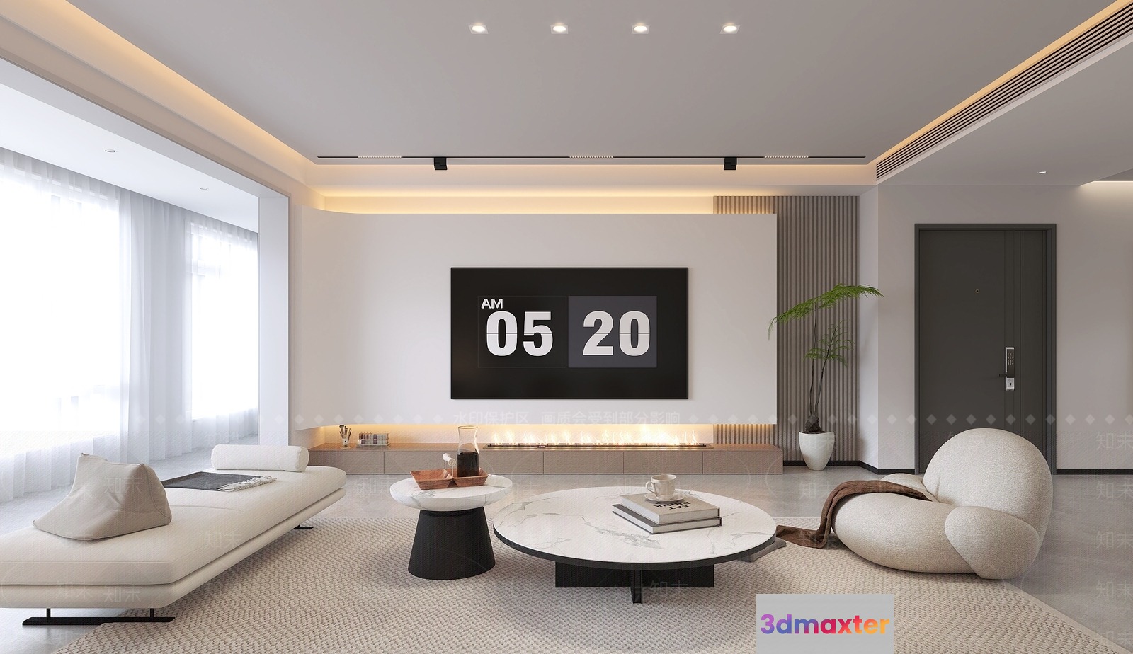 Modern Living Room 3D Model - 8855 - VRAY Render