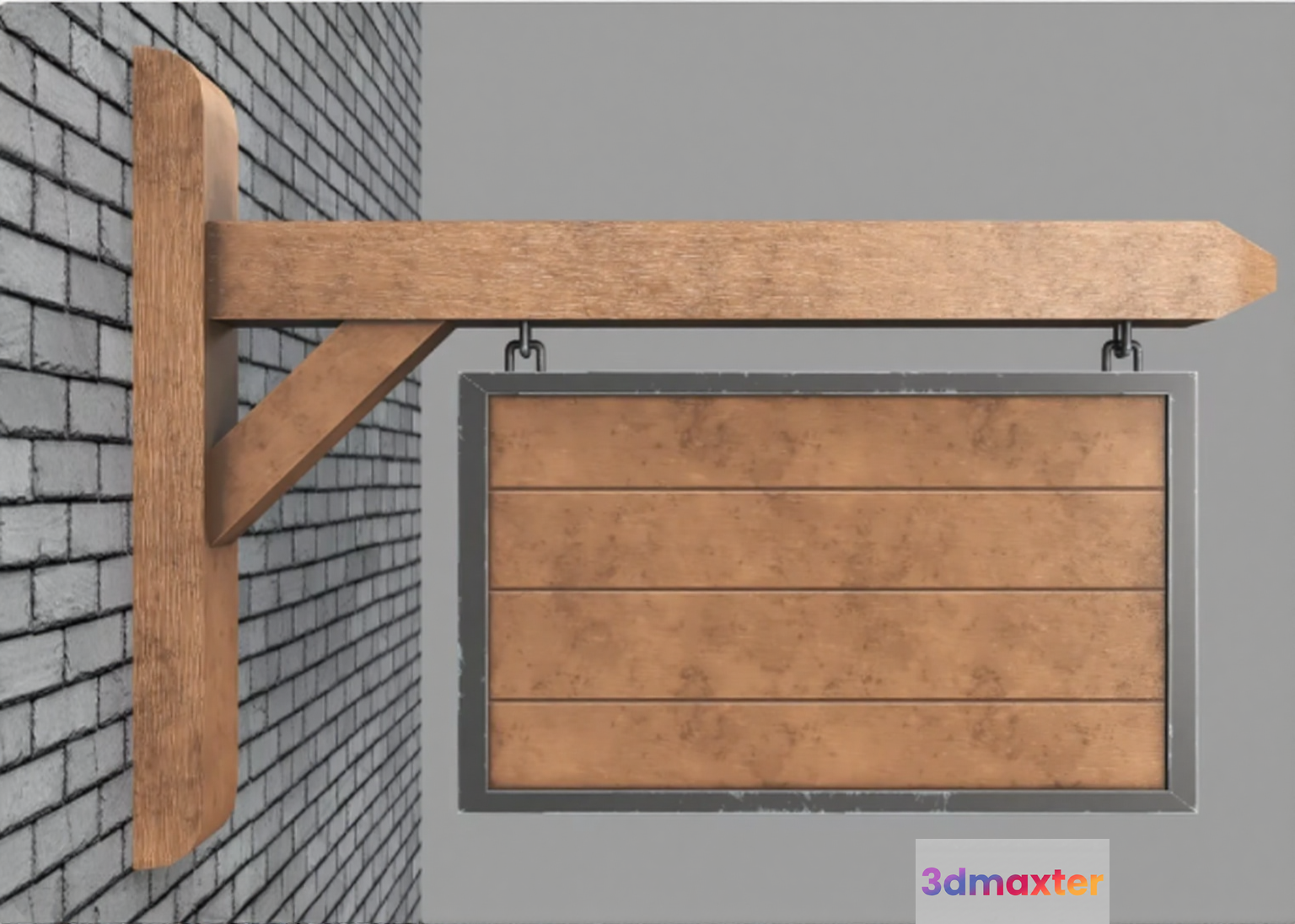 A Wooden Sign 3D Model - 8051 - VRAY Render