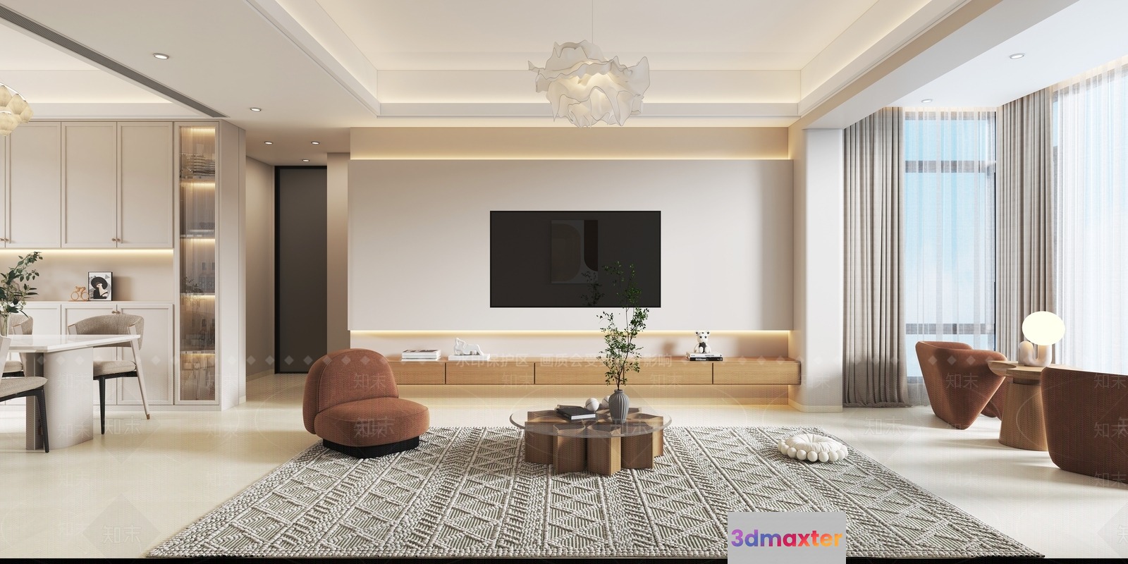 Modern Living Room 3D Model - 20415 - VRAY Render