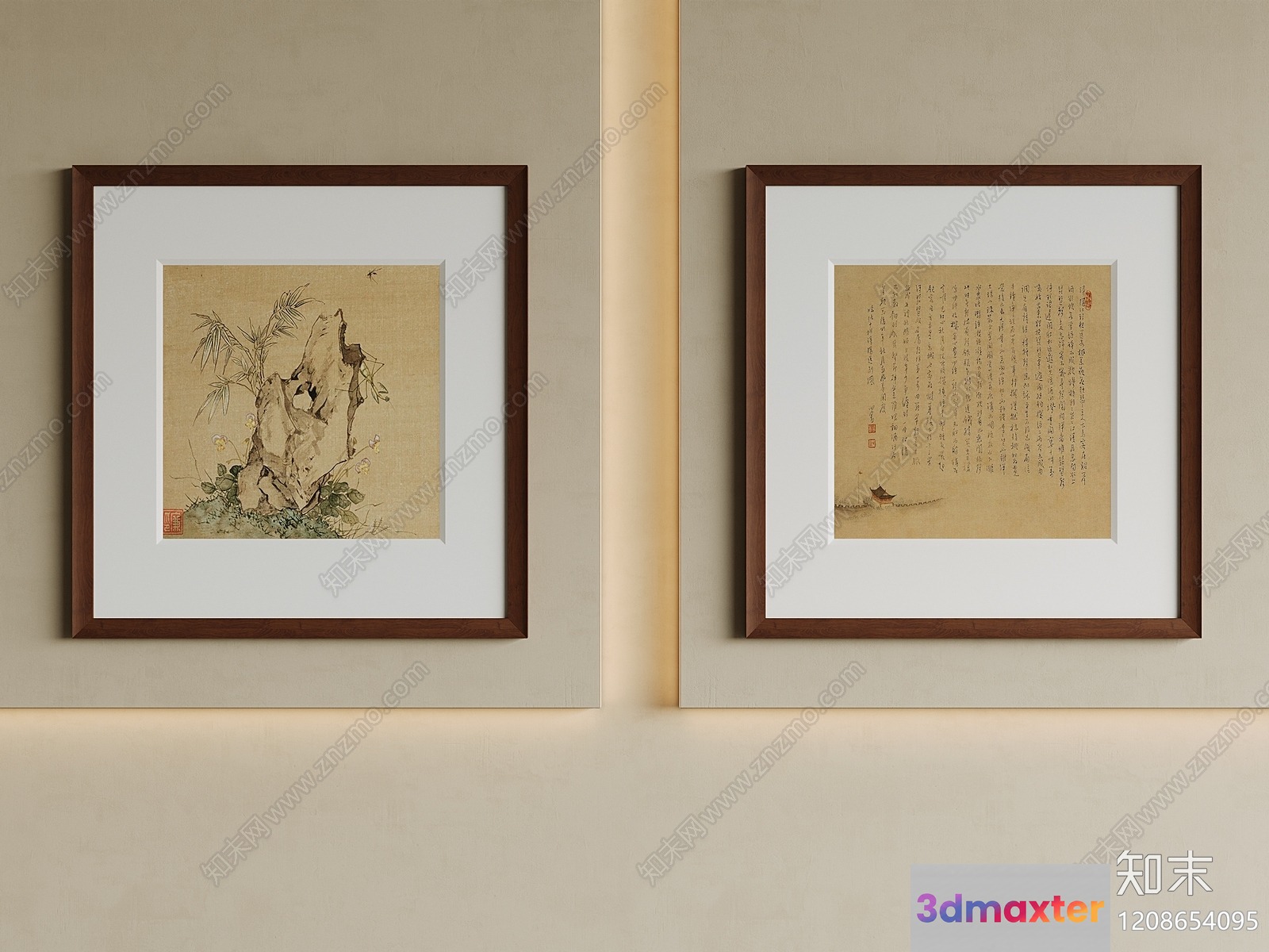 A Pair Of Framed Artworks 3D Model - 20043 - VRAY Render