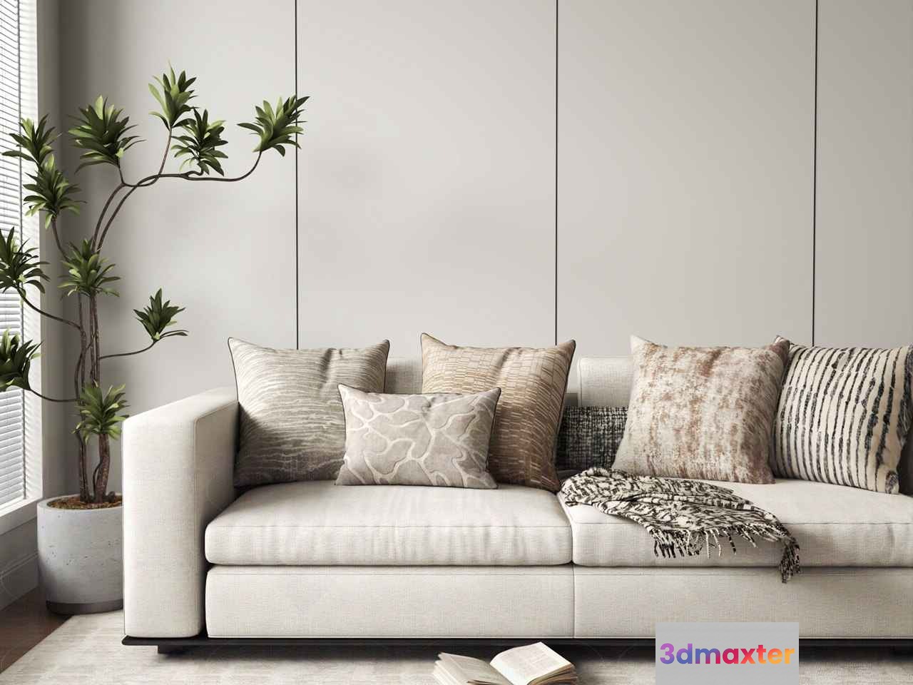 Modern White Sofa 3D Model - 20058 - VRAY Render