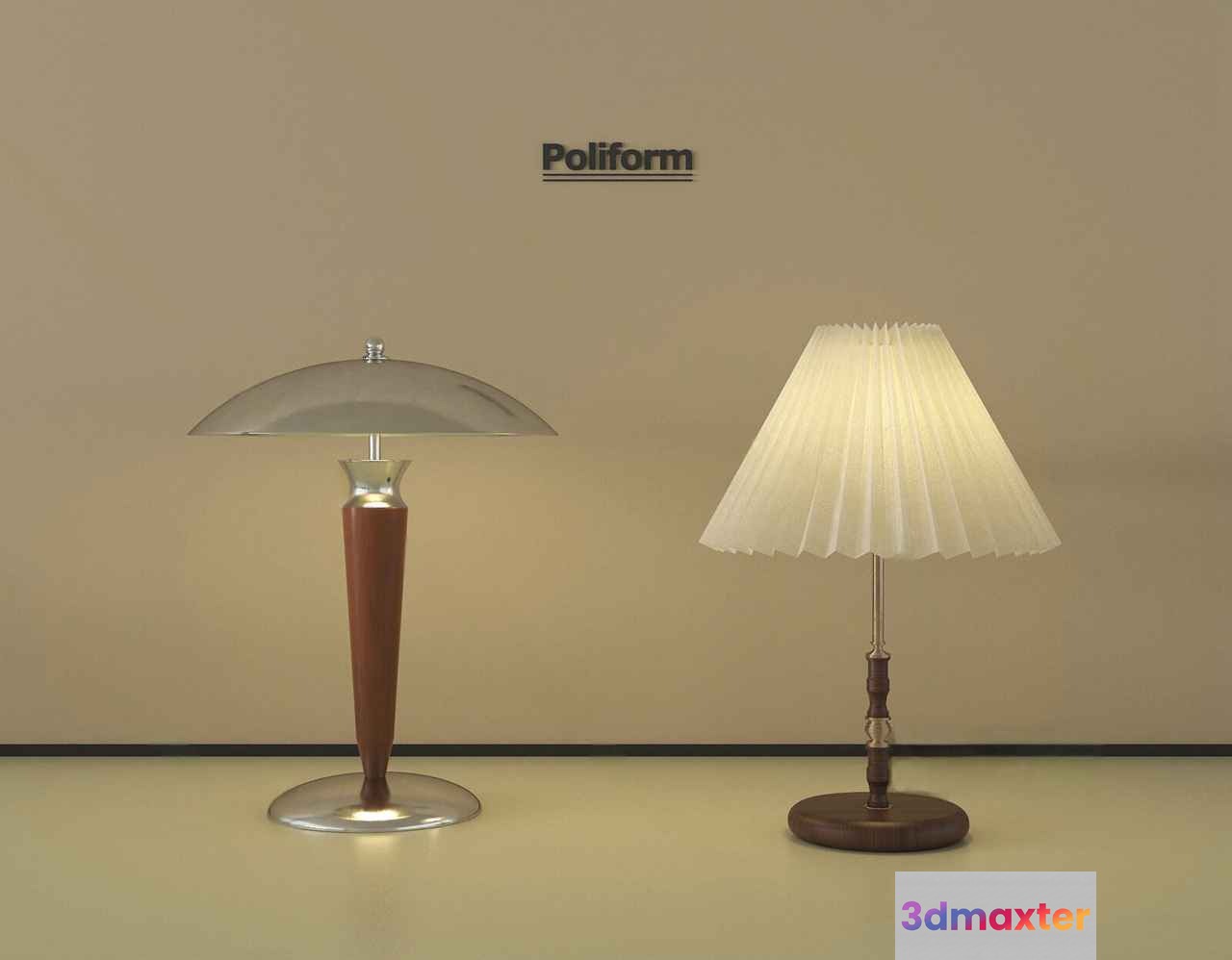 Mid-Century Modern Table Lamps 3D Model - 521 - VRAY Render
