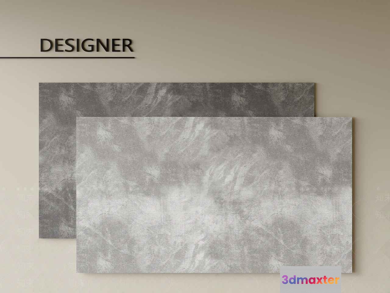 Two Pieces Of Gray Textured Paper 3D Model - 4767 - CORONA Render