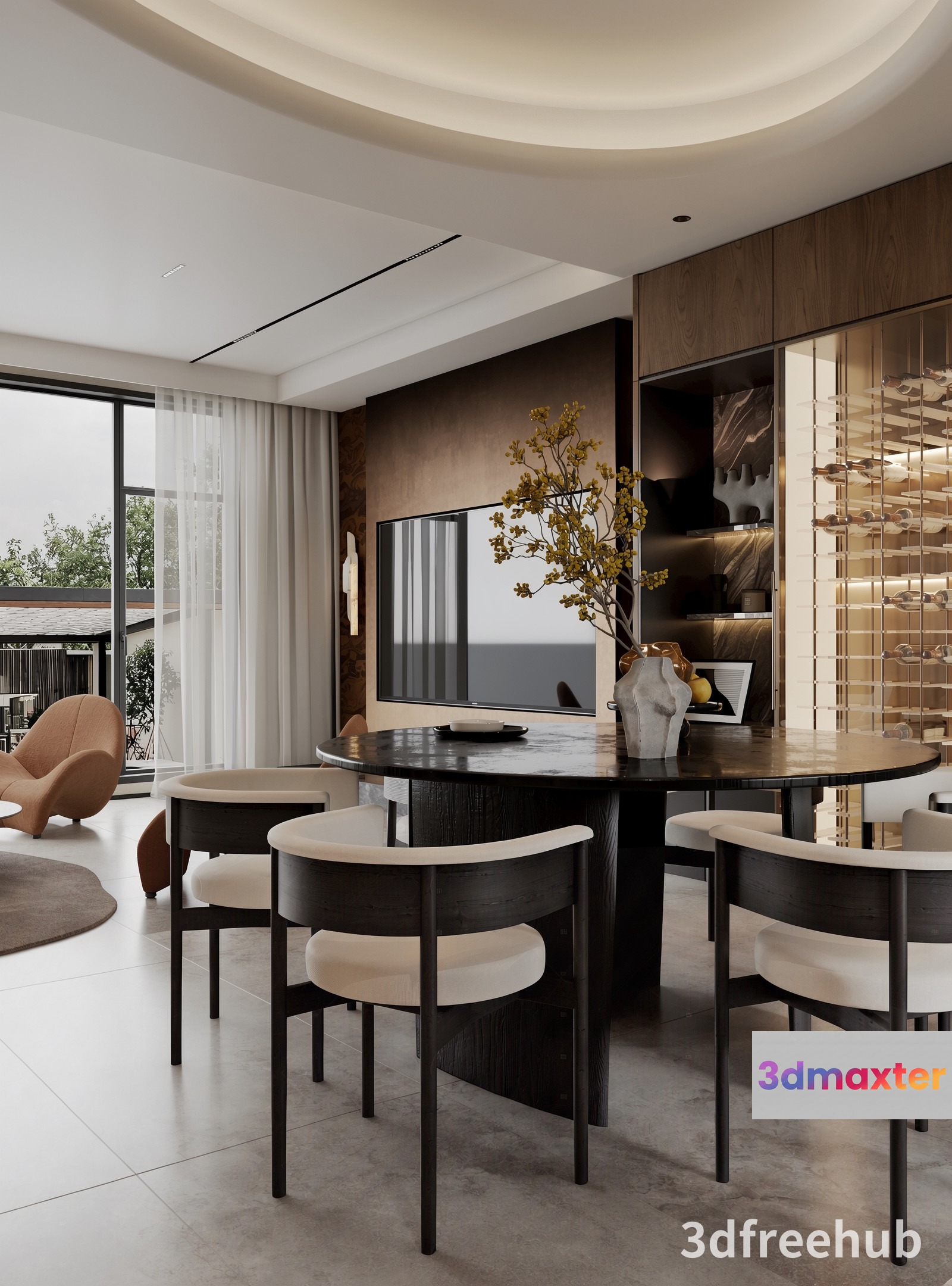 Modern Dining Room 3D Model - 18957 - VRAY Render