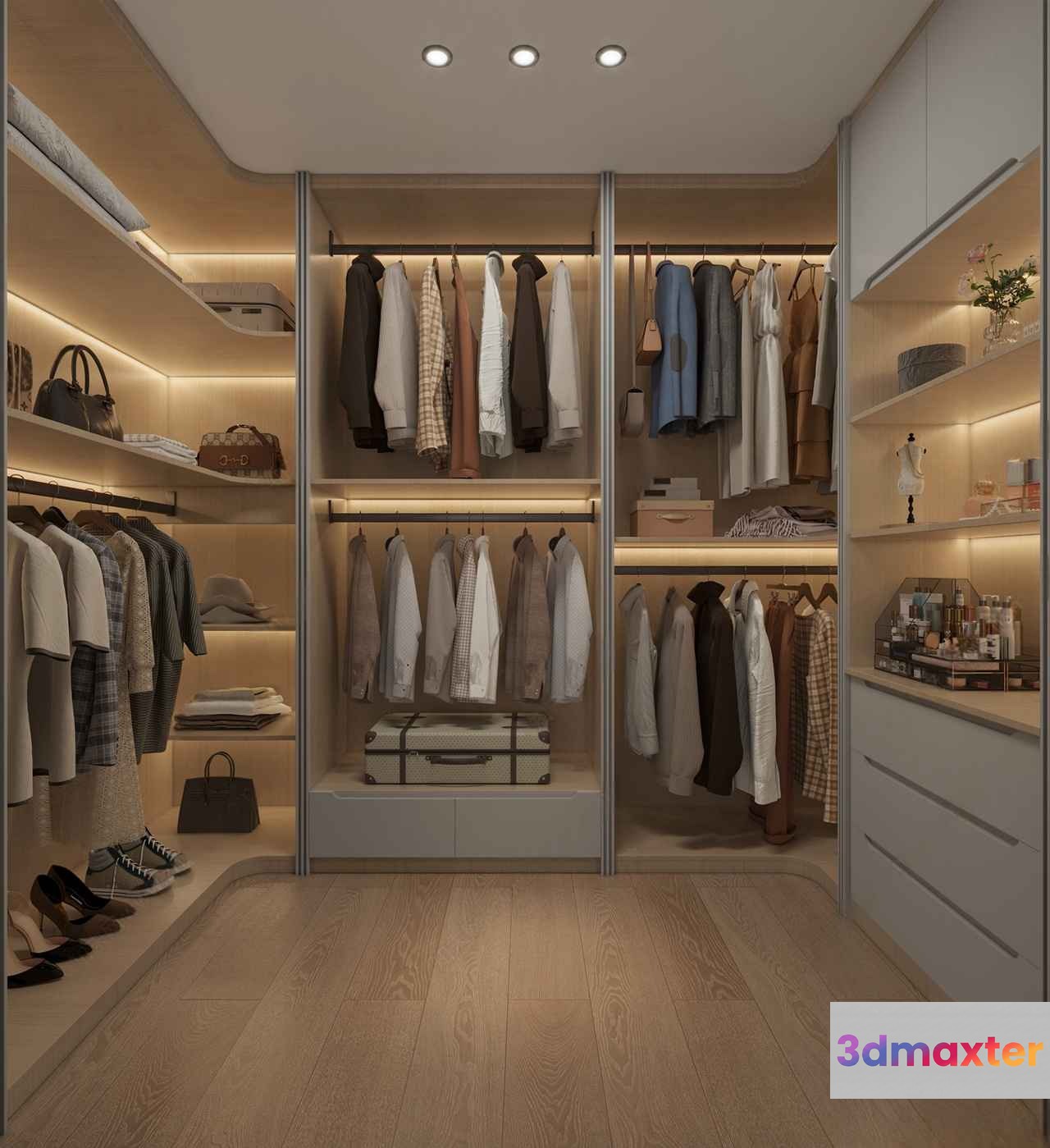 Modern Walk-In Closet 3D Model - 6139 - VRAY Render