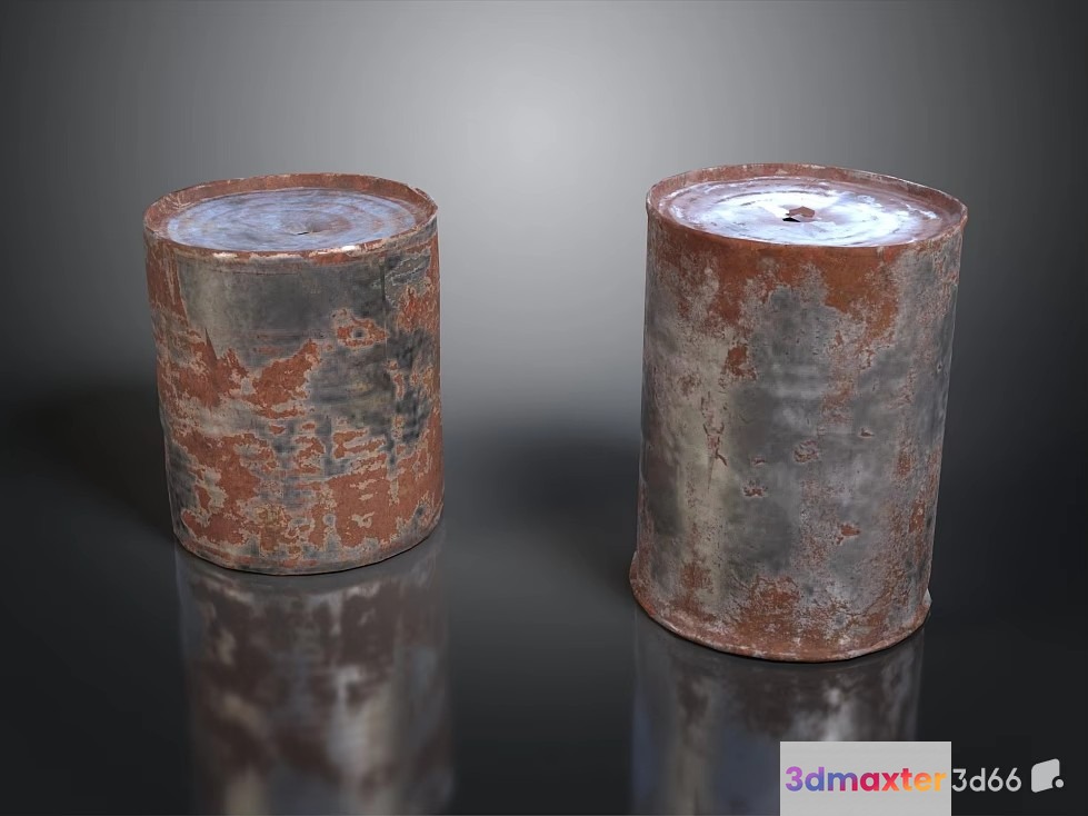 Rusty Metal Canisters 3D Model - 20320 - VRAY Render