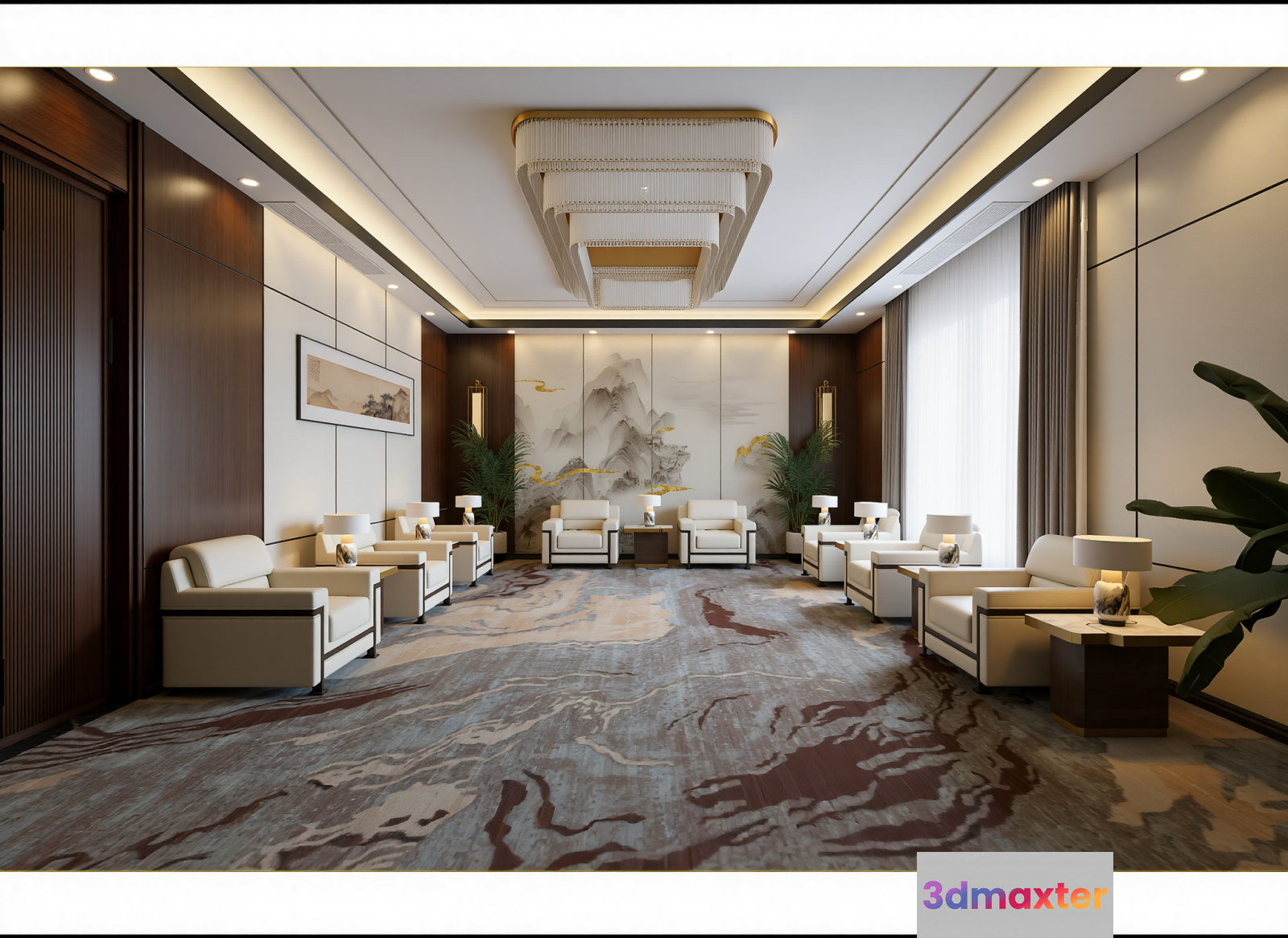 Modern Living Room 3D Model - 23083 - VRAY Render