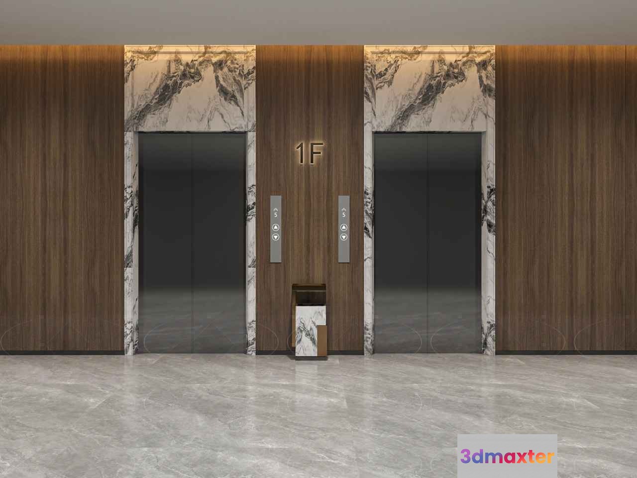 Modern Elevator Doors 3D Model - 9093 - VRAY Render