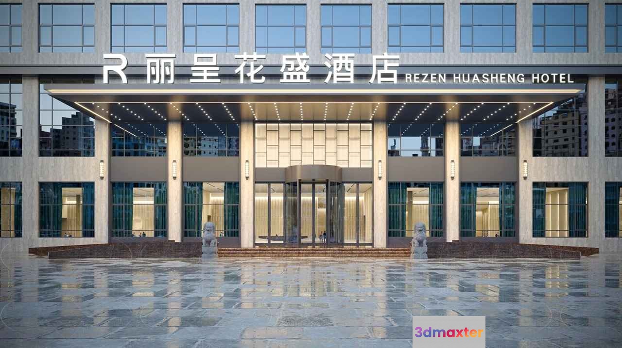 The Main Subject Is A Large Building And One Key Characteristic Is Its Modern 3D Model - 5545 - CORONA Render