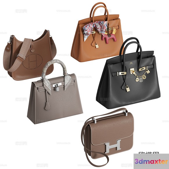 Brown Leather Handbags 3D Model - 22724 - CORONA Render