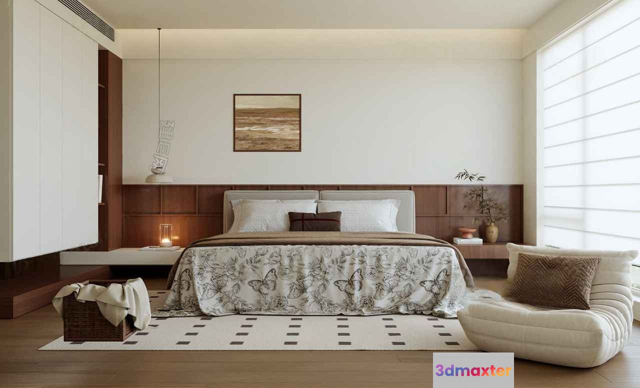 Modern Bedroom Design 3D Model - 12851 - CORONA Render