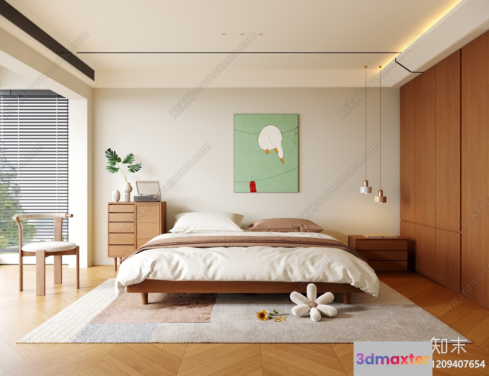 Cozy Bedroom 3D Model - 3887 - VRAY Render