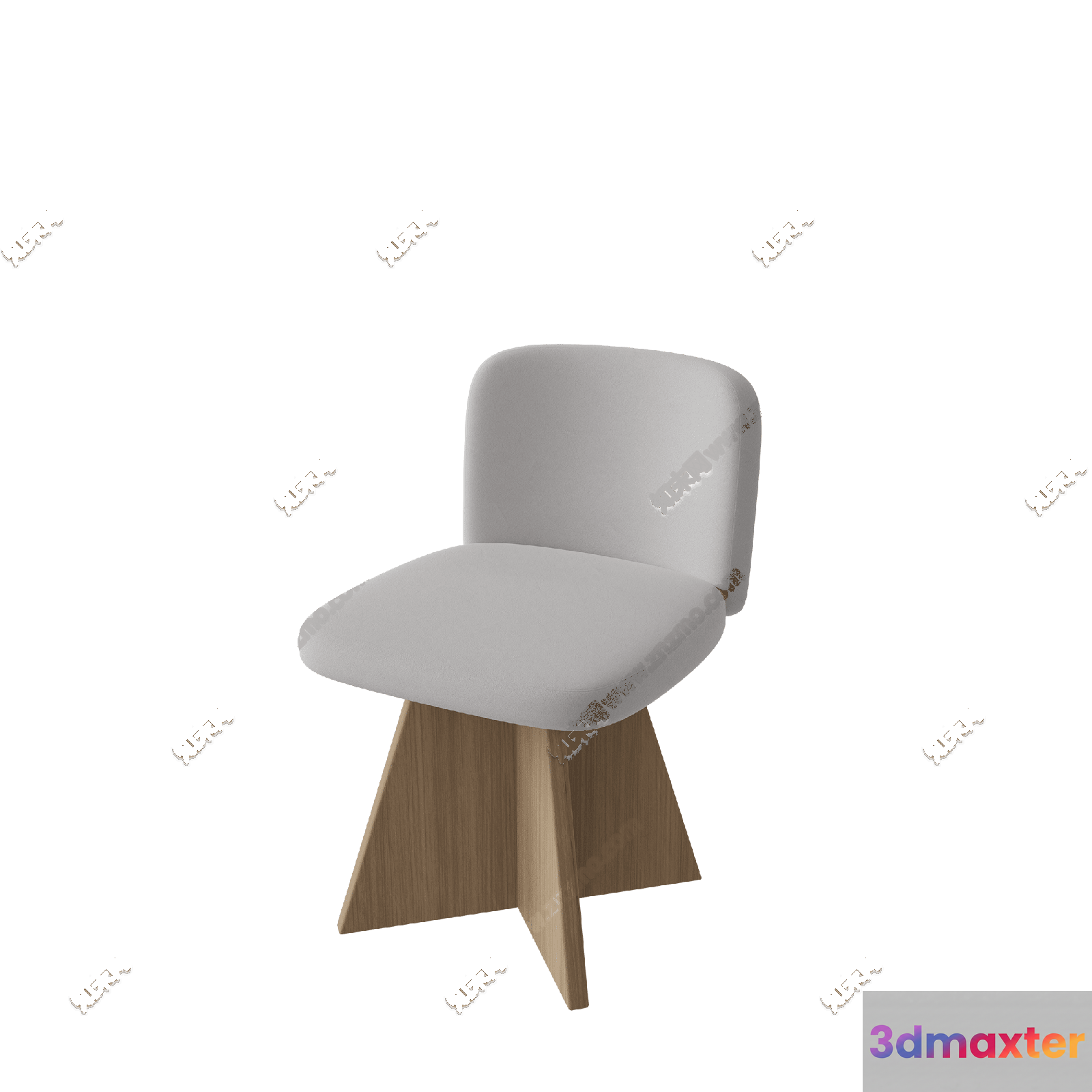 A Chair With A Wooden Base And White Cushion 3D Model - 5490 - VRAY Render