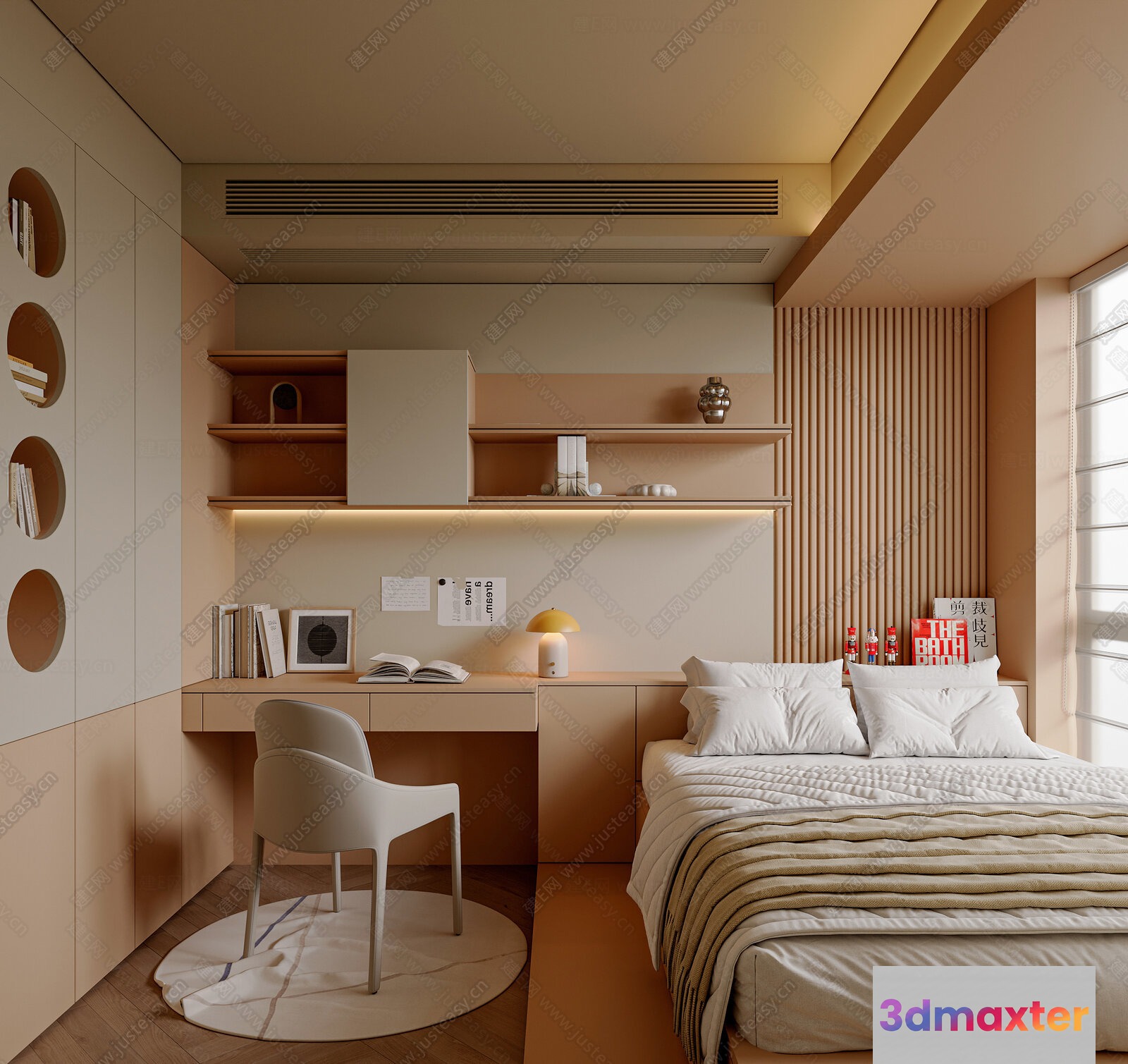 Modern Minimalist Bedroom 3D Model - 9737 - VRAY Render