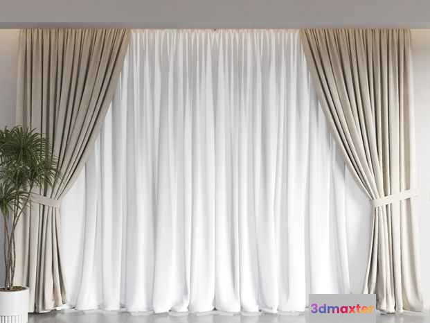 White Curtains 3D Model - 23725 - VRAY Render