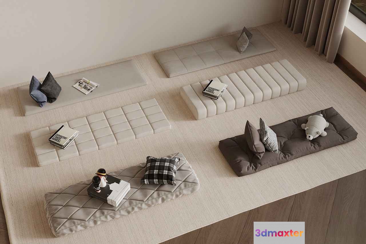 Modern Japanese-Inspired Seating Area 3D Model - 13070 - VRAY Render