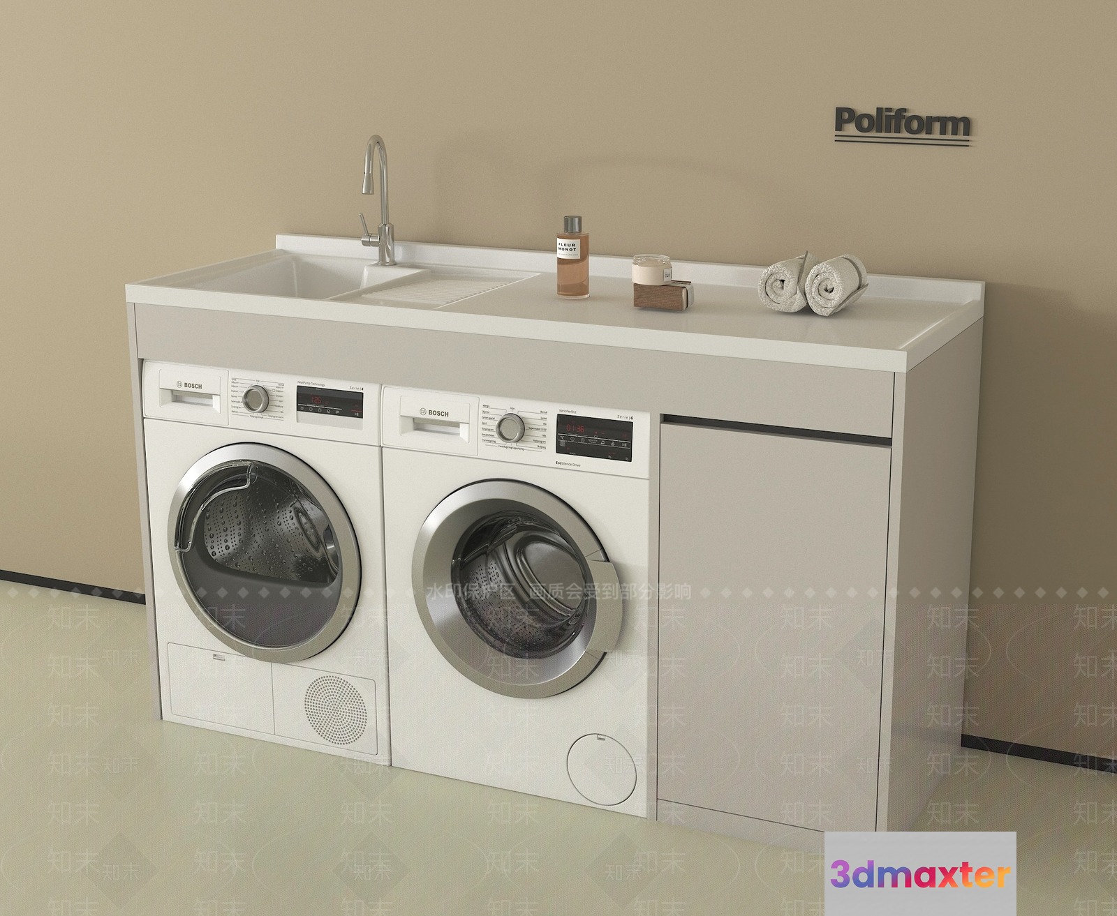A Modern Laundry Room 3D Model - 6143 - VRAY Render