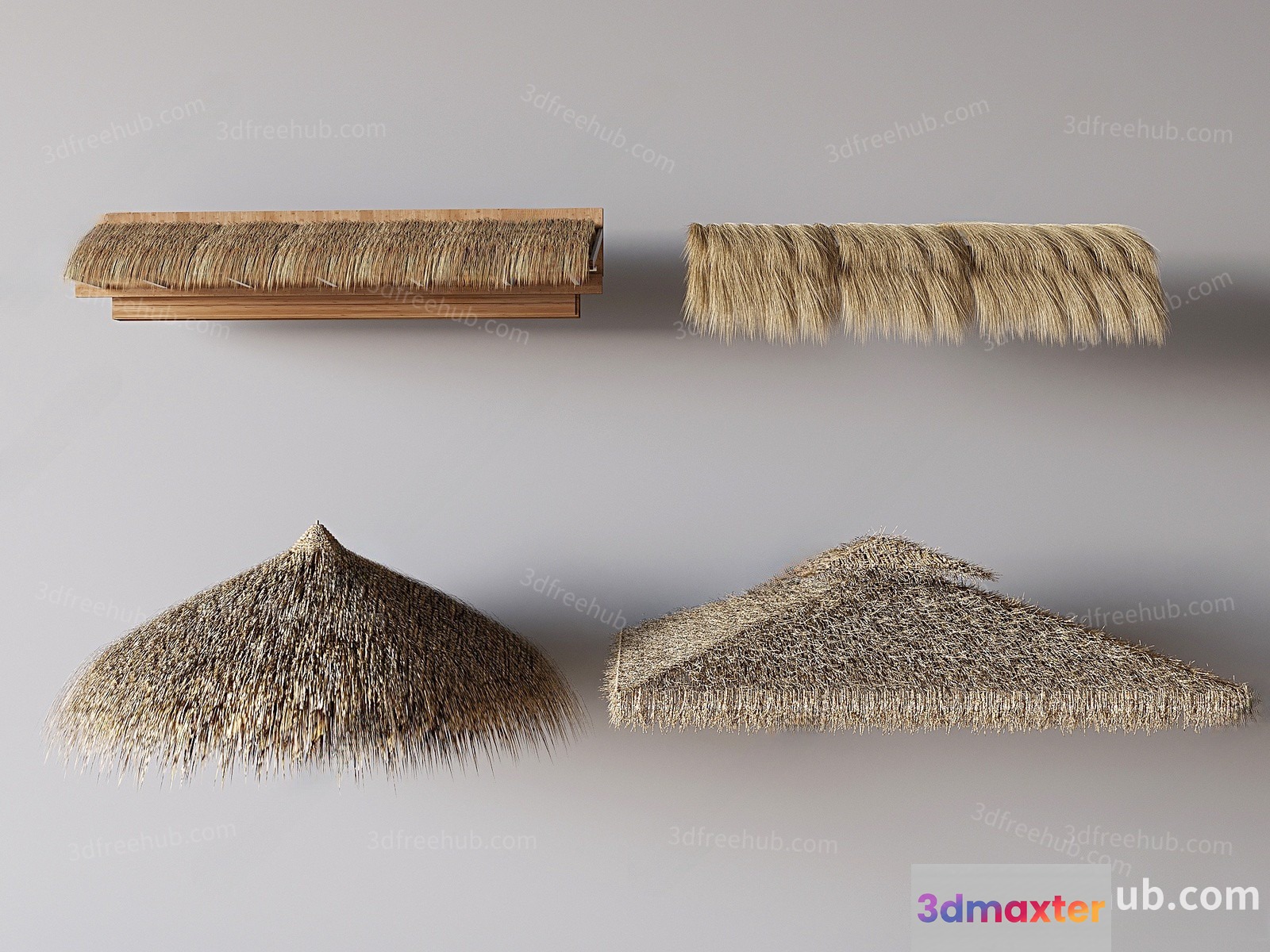 A 3D Rendering Of Thatched Roofs 3D Model - 19624 - VRAY Render