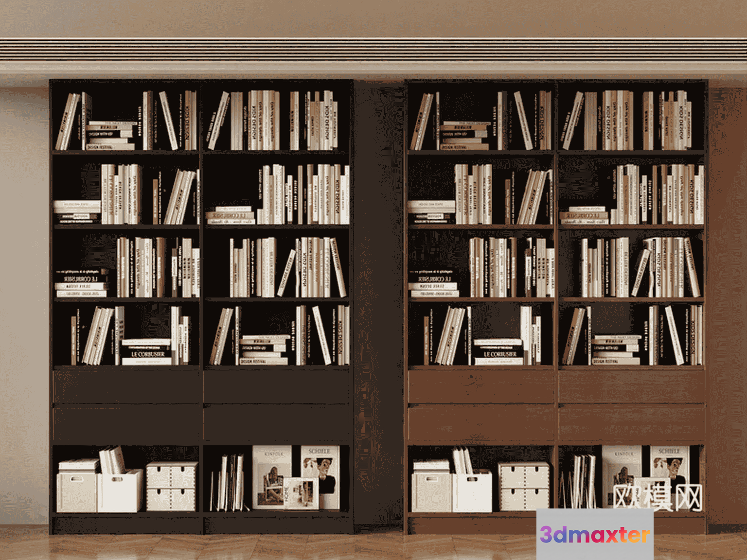 Modern Bookshelf 3D Model - 11770 - VRAY Render