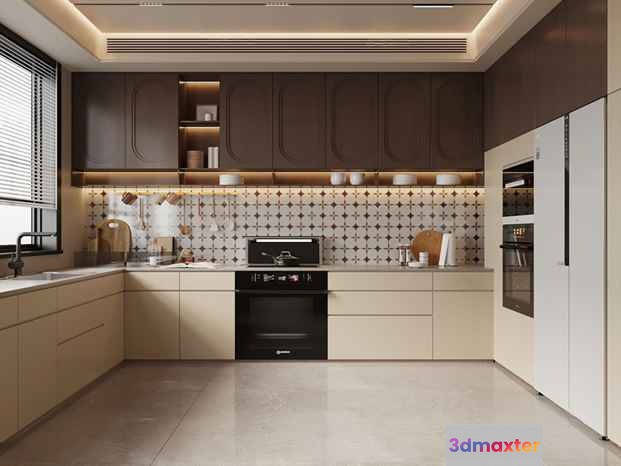 Modern Kitchen Design 3D Model - 2142 - VRAY Render
