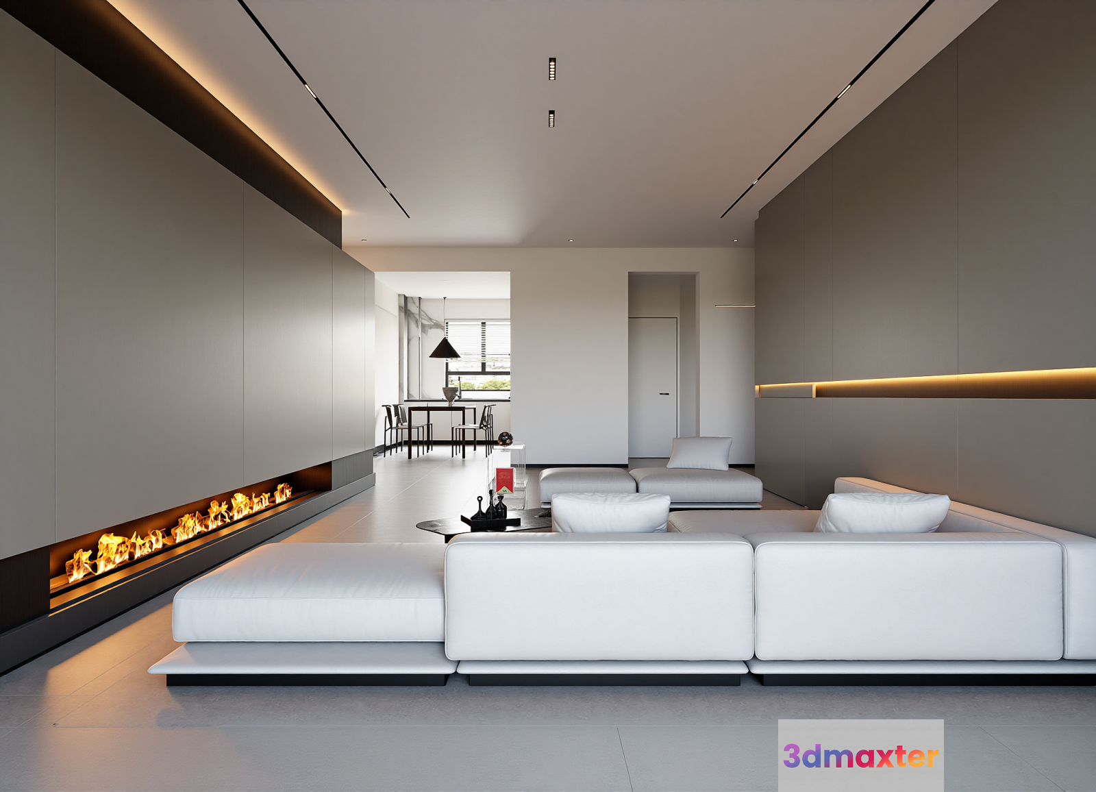 Modern Minimalist Living Room 3D Model - 6599 - VRAY Render