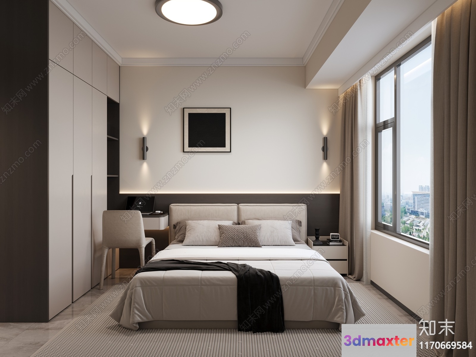 Cozy Bedroom 3D Model - 10633 - VRAY Render