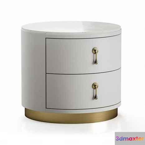 White And Gold Nightstand 3D Model - 2070 - CORONA Render