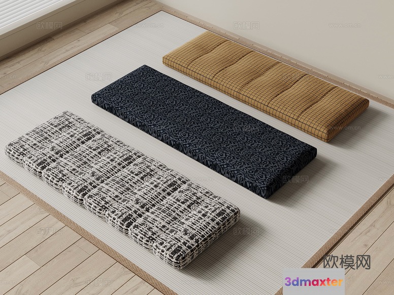 Three Rectangular Mats With Different Patterns 3D Model - 17296 - VRAY Render