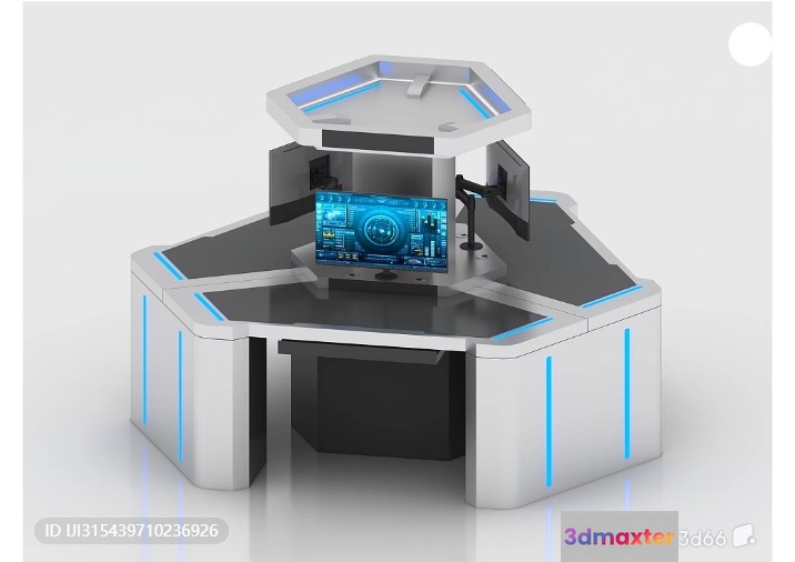 A Futuristic Desk With A Computer Monitor 3D Model - 7796 - VRAY Render
