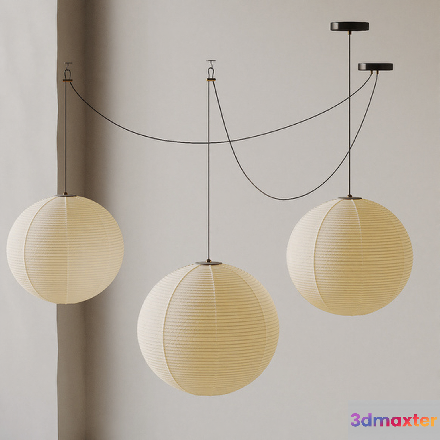 Three White Paper Lanterns 3D Model - 16928 - VRAY Render