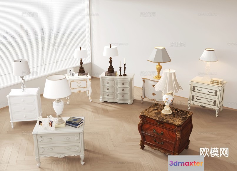 Cozy Bedroom With Nightstands And Lamps 3D Model - 17621 - VRAY Render