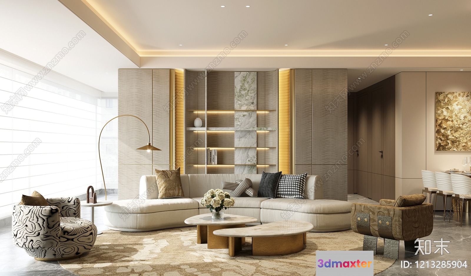 Modern Living Room 3D Model - 20463 - VRAY Render