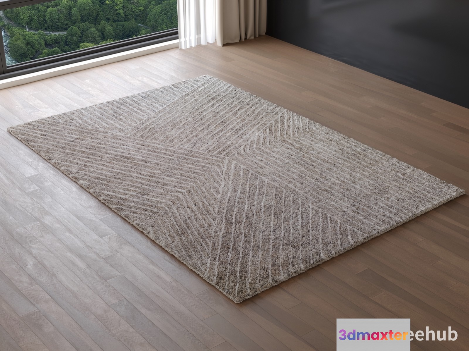 Beige And White Rug 3D Model - 22918 - VRAY Render