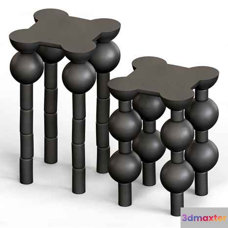 Three Abstract Black Tables 3D Model - 10289 - VRAY Render
