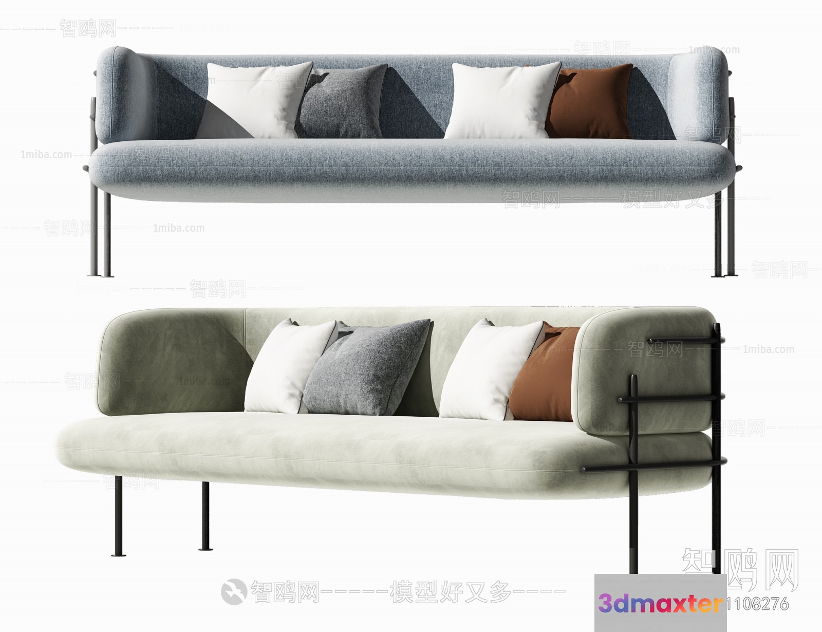 Modern Couches With Pillows 3D Model - 4644 - VRAY Render