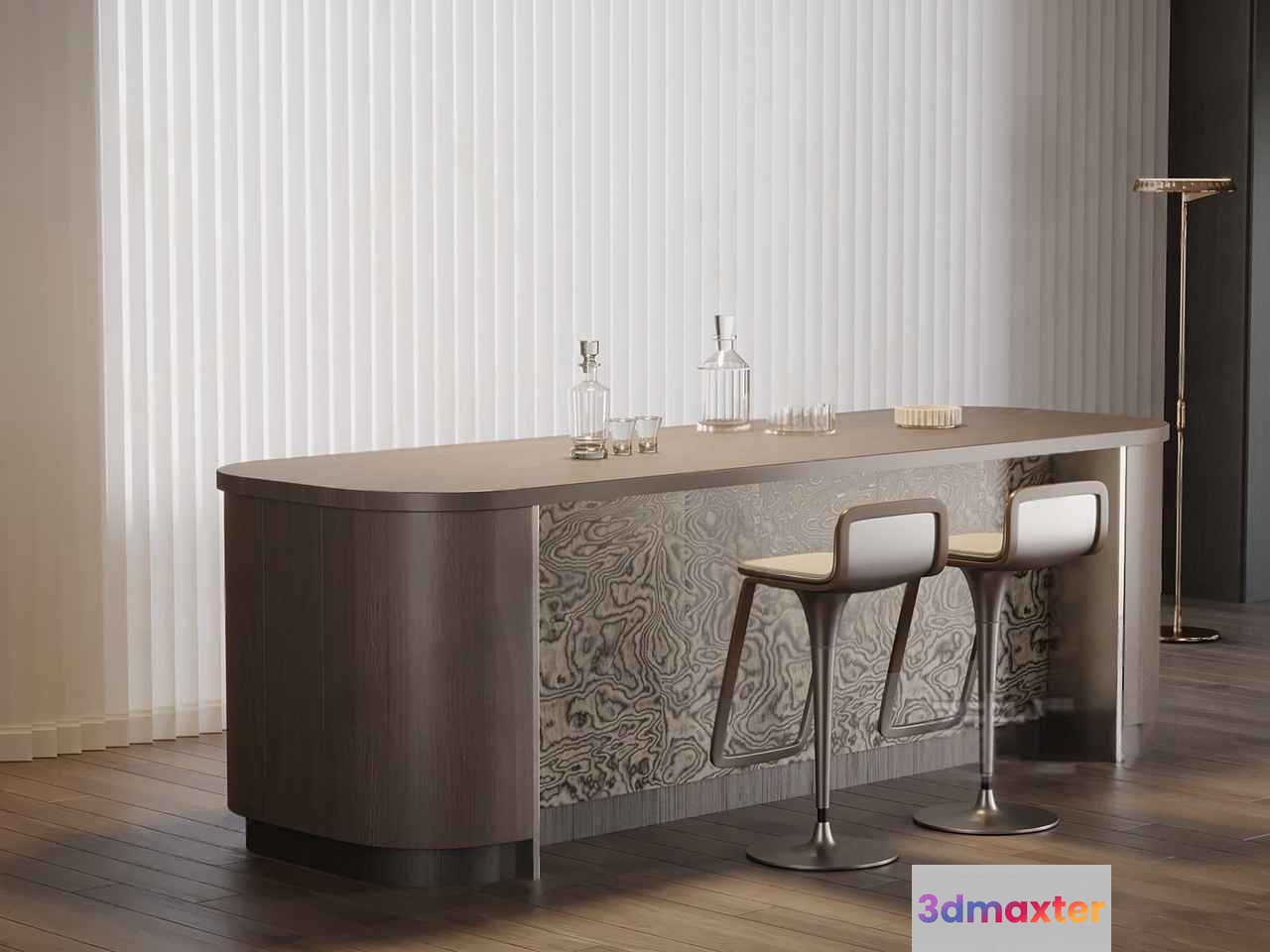 Modern Bar Area 3D Model - 8306 - VRAY Render